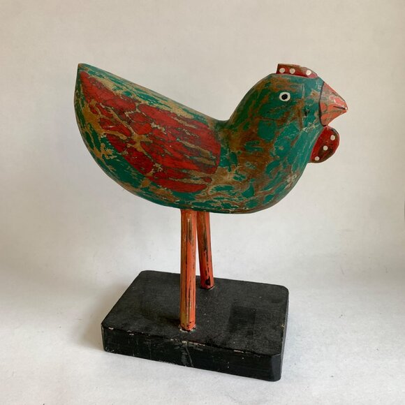 Primitive Decor Painted Chicken - Picture 1 of 5
